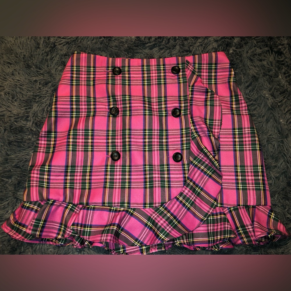 SHEIN Pink Plaided Skirt